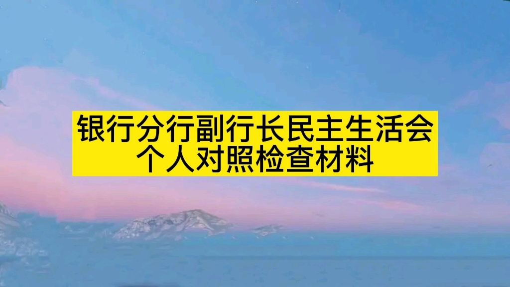 银行分行副行长民主生活会个人对照检查材料哔哩哔哩bilibili