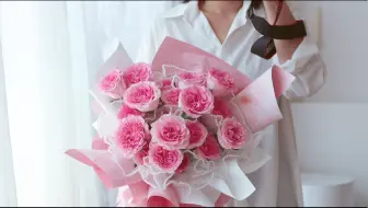 新手花店特别适用的玫瑰花束包装 简单易上手 哔哩哔哩 Bilibili