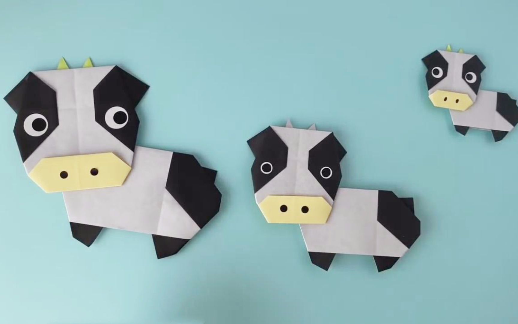 儿童折纸教程,简单又可爱的小奶牛!