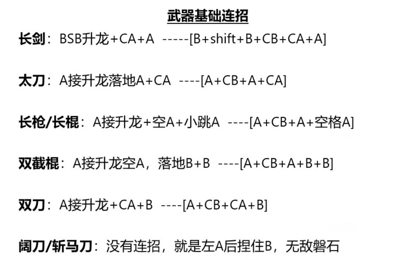 一张图看懂永劫无间基础连招(都是真连)