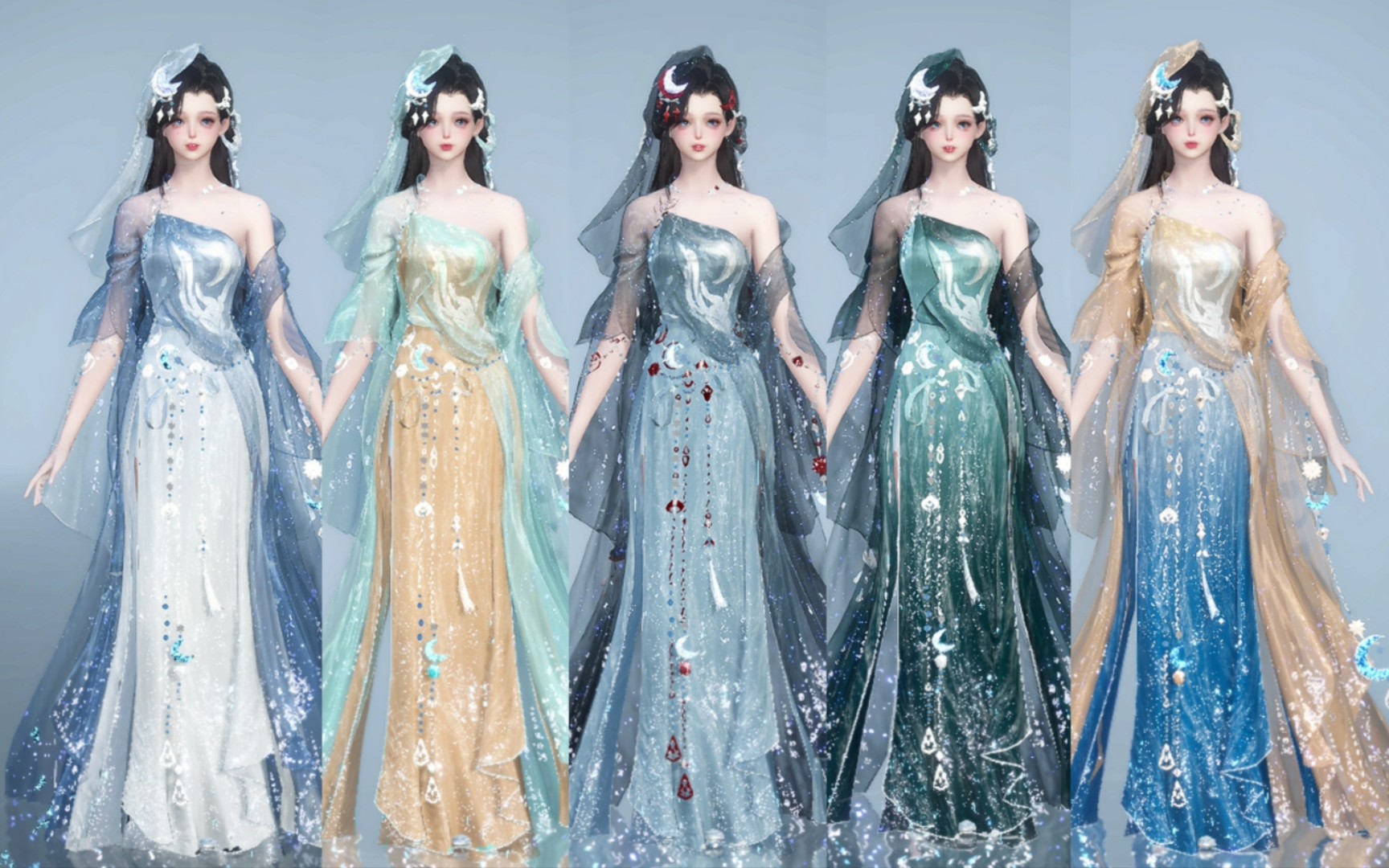 【逆水寒手游时装染色】68元新时装圣月澄空染色分享 玉华染