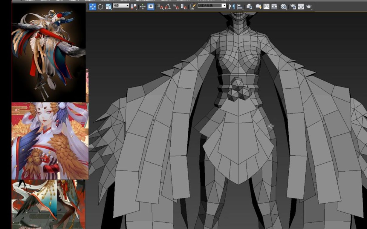 3dmax游戏角色模型制作阴阳师姑获鸟