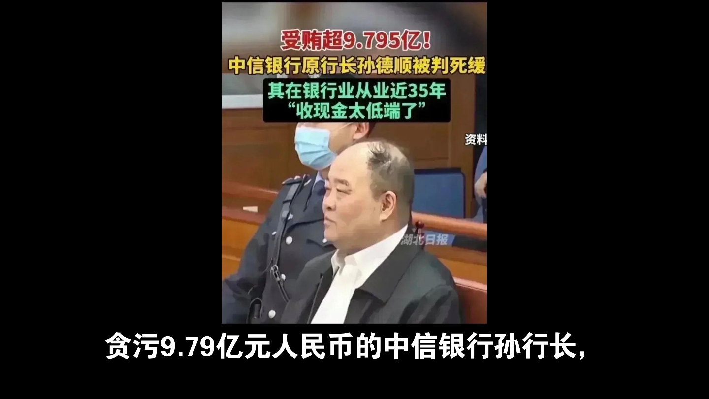 贪污9.79亿元人民币的中信银行孙行长,在法官宣判他无期徒刑的时候都开心的笑了哔哩哔哩bilibili