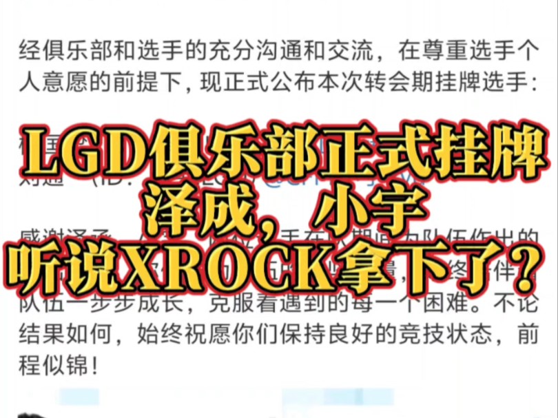 LGD俱乐部正式挂牌泽成,小宇听说XROCK拿下了?#2024CFML#2024CFML转会#CFM赛事预言#看看cfm怎么个事哔哩哔哩bilibili