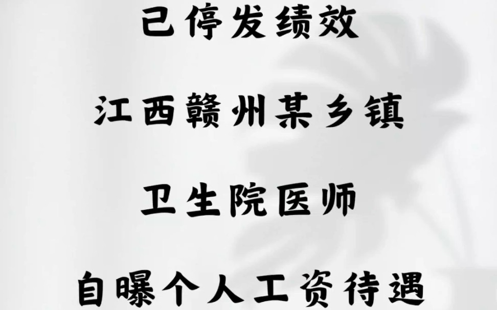 已停发绩效,江西赣州某乡镇卫生院医师工资哔哩哔哩bilibili