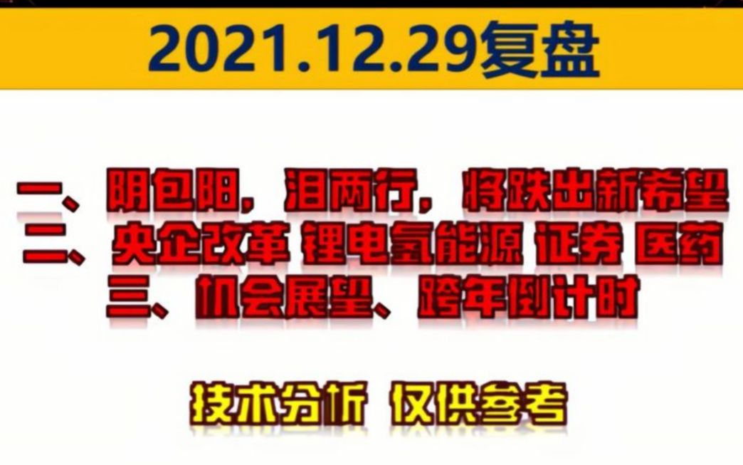 12.29复盘:阴包阳 泪两行 能否跌出新希望?锂电 氢能 医药 央企哔哩哔哩bilibili