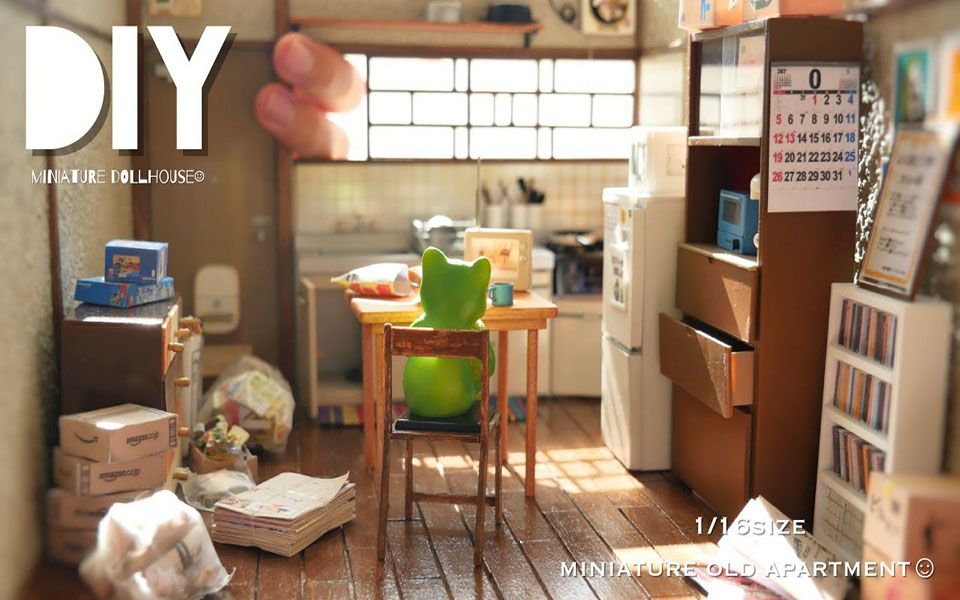 [图]『微型化』打造迷你老旧公寓娃屋 DIY miniature old apartment dollhouse 1/16s || Hanabira工房【斑豆搬运】