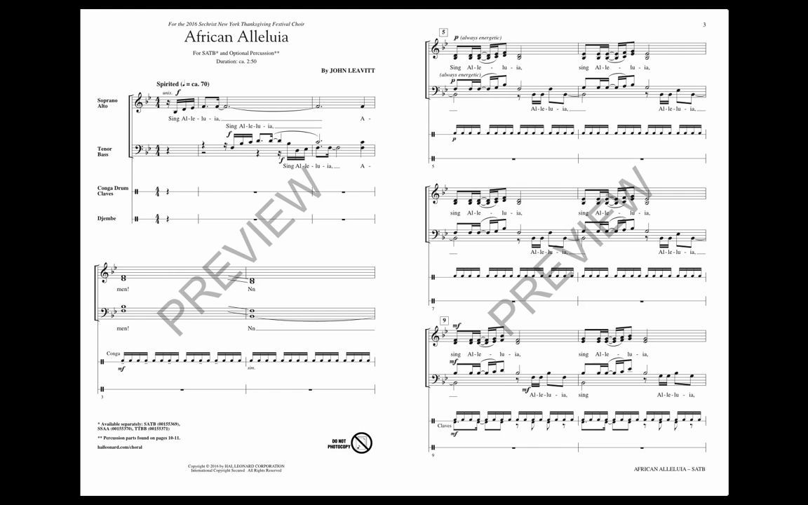 [图]《非洲颂歌》“African Alleluia”混声合唱 SATB Choir