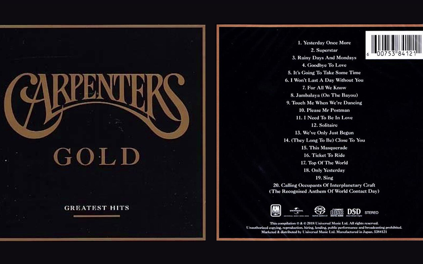 [图]【Hi-Res无损音乐】你是否记得昨日重现？卡朋特黄金精选集Carpenters《CARPENTERS GOLD GREATEST HITS LPCD45》