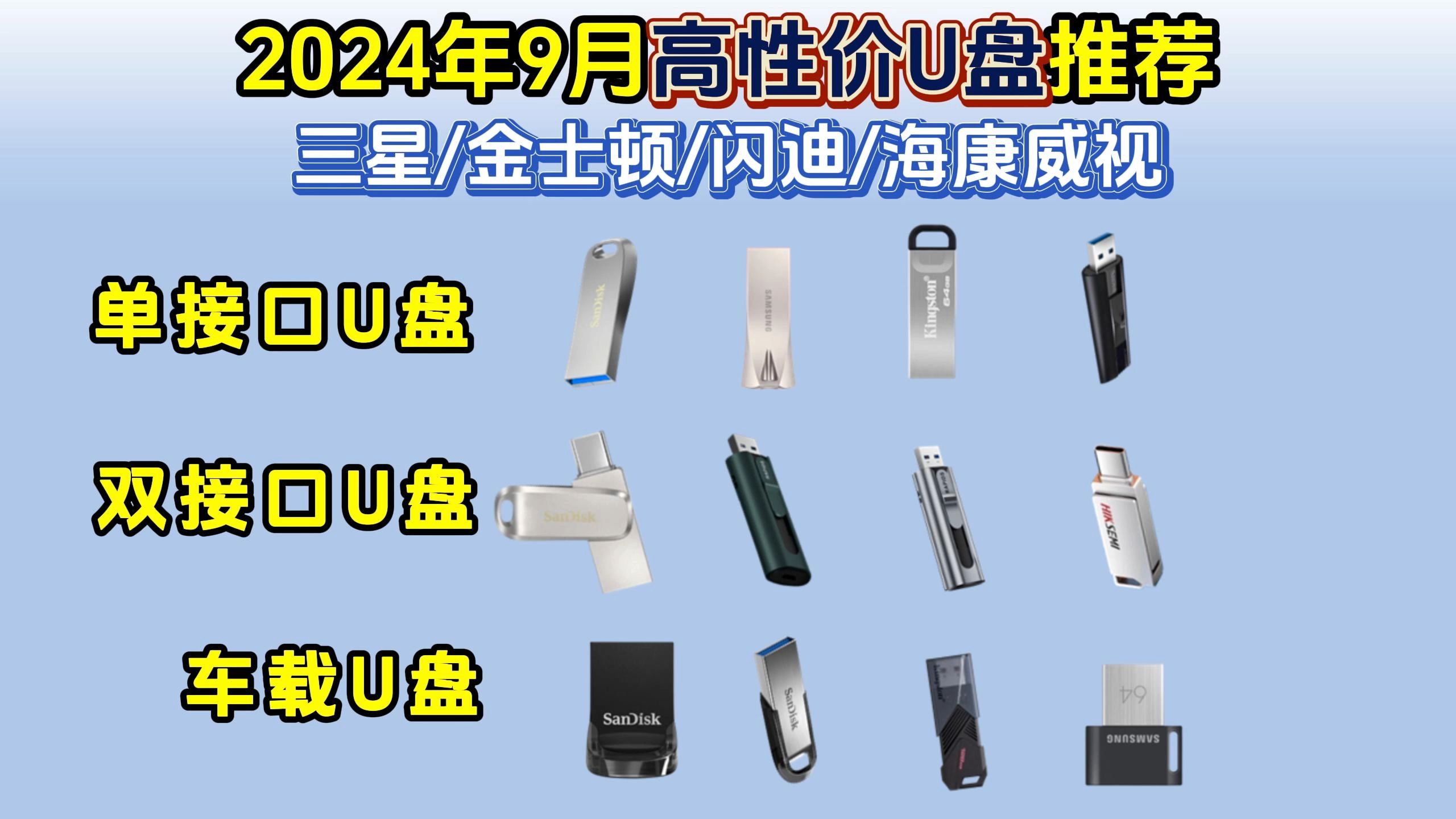 【2024年9月】手机、电脑、车载U盘推荐.低预算高性价比U盘推荐(三星/金士顿/闪迪/海康威视)哔哩哔哩bilibili