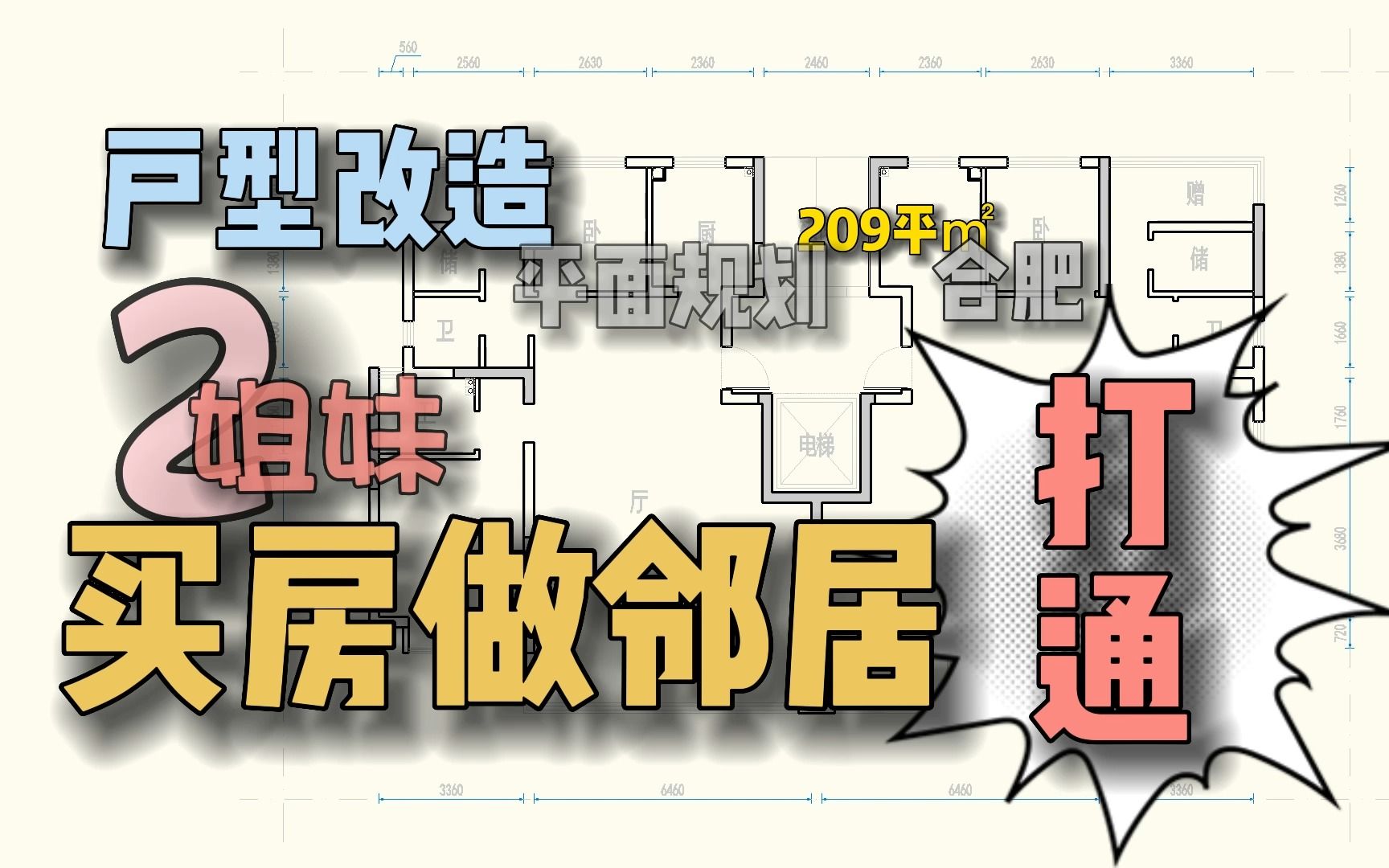 129期,两姐妹买房做了邻居,居然还打通了,合肥209平米户型改造哔哩哔哩bilibili