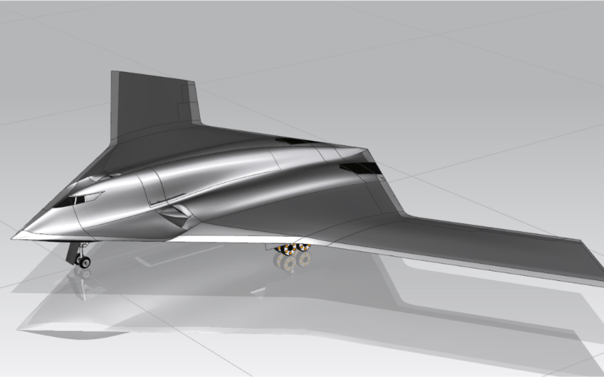 轰20隐身轰炸机猜想图设计,三维模型建模.