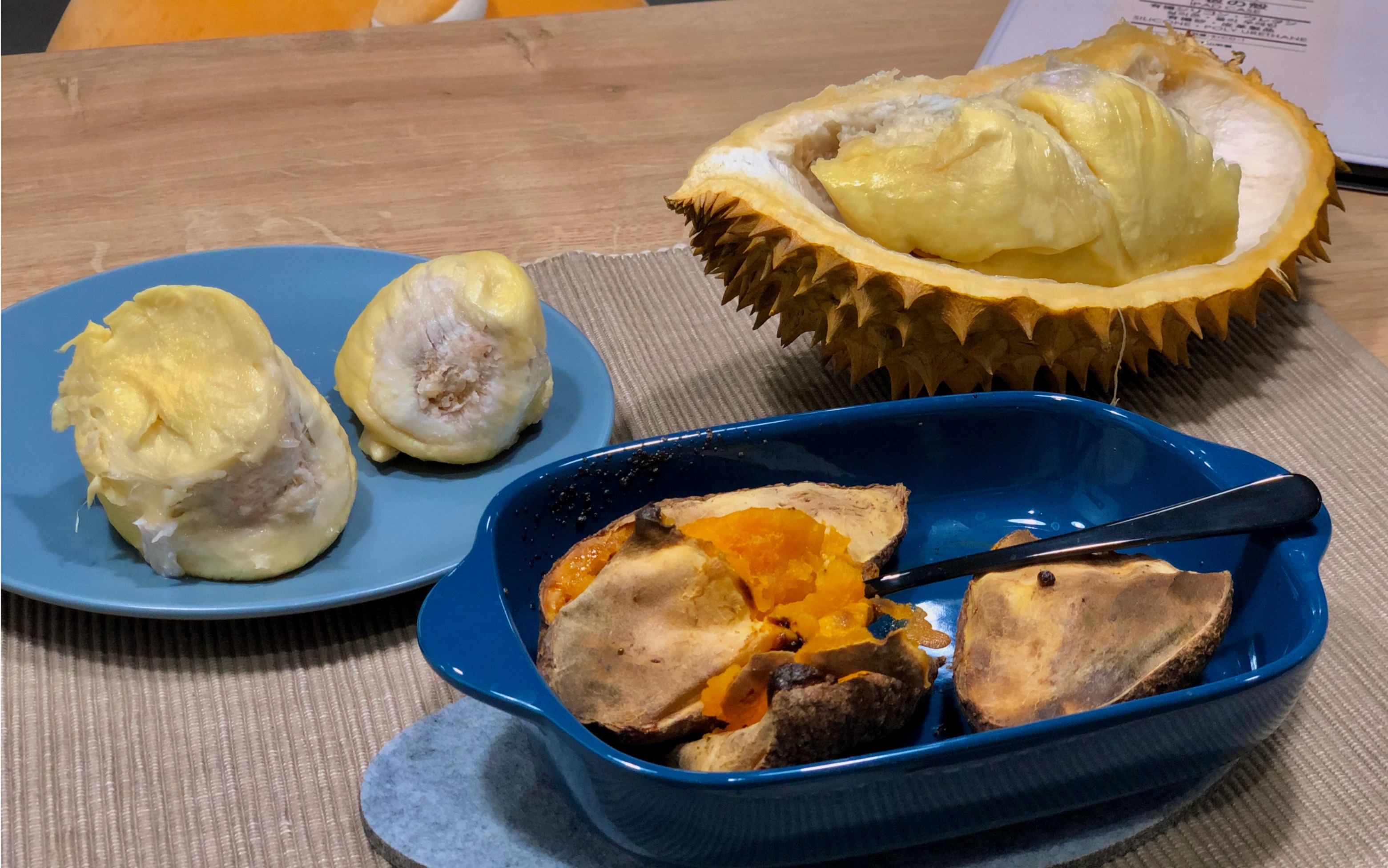 今日食谱2020.2.13——高甜餐后甜点,烤红薯配榴莲