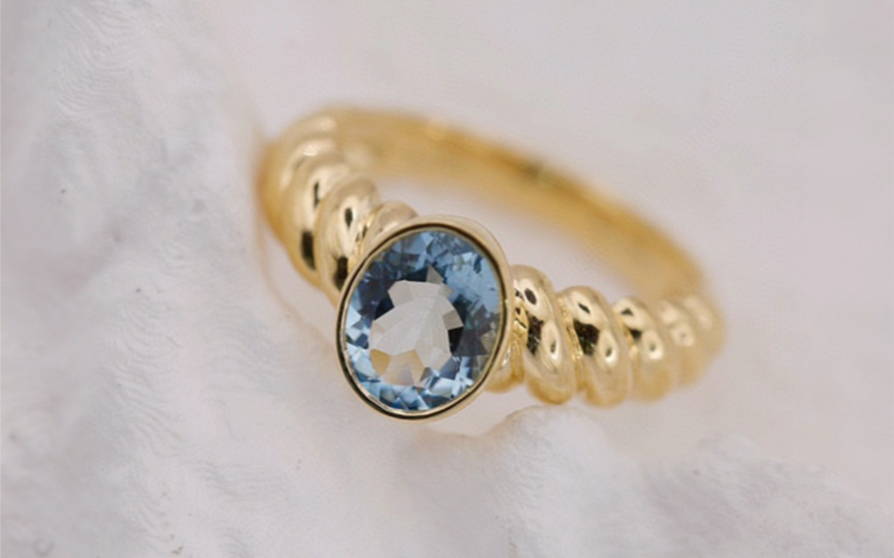 现货待售|海蓝宝戒指97ins风圣玛利亚海蓝宝戒指超适合夏天佩戴～厚