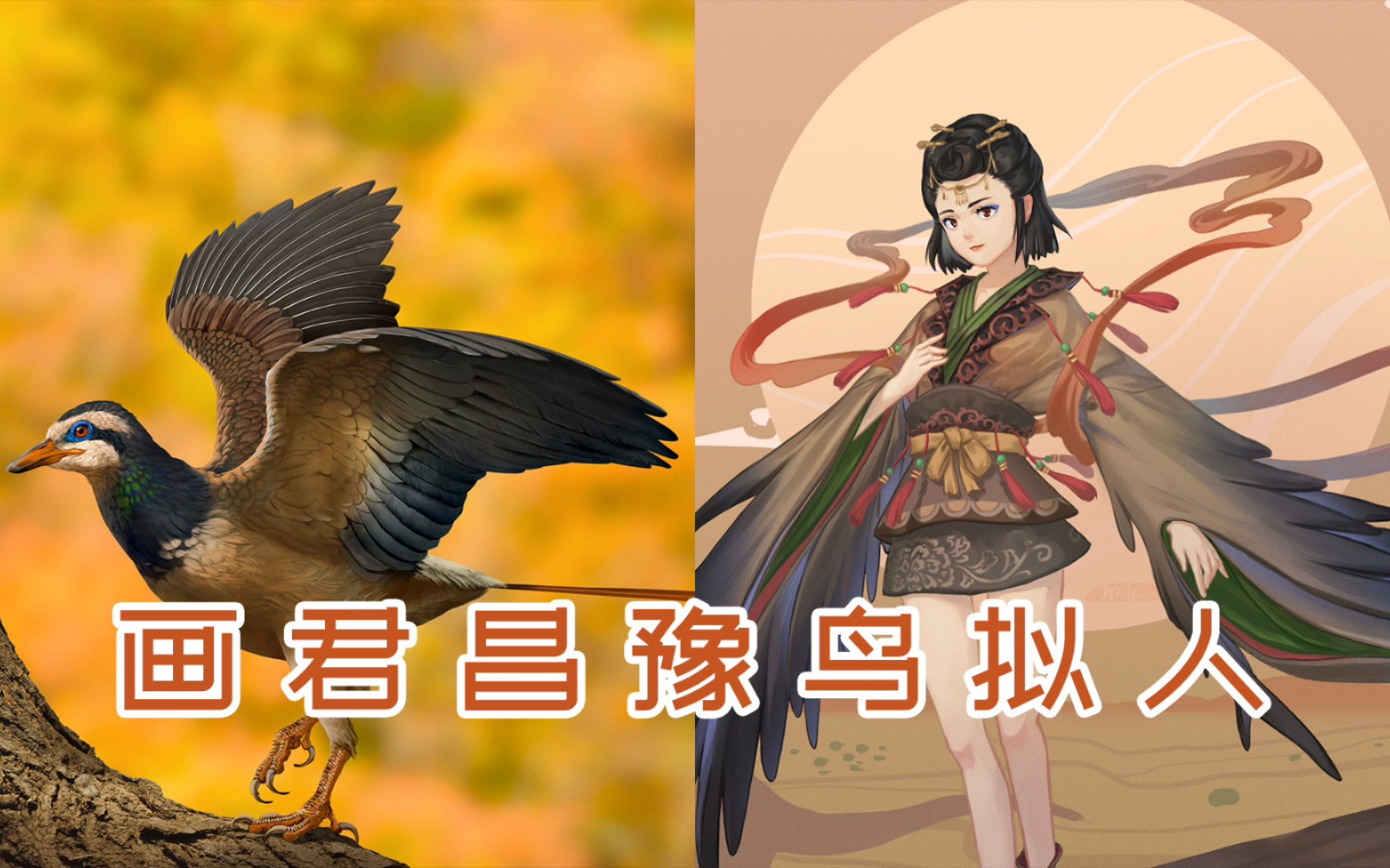 【绘画过程】化石也能拟人,画河南自然博物馆镇馆之宝之一君昌豫鸟