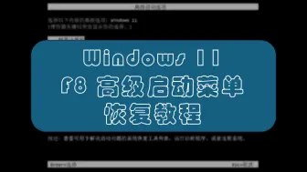 Download Video: Windows 11 F8高级启动菜单恢复教程