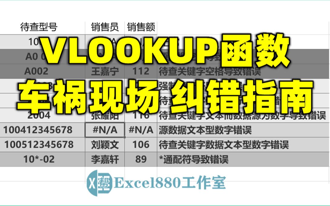 VLOOKUP函数出错的7种常见原因及解决方案 3004