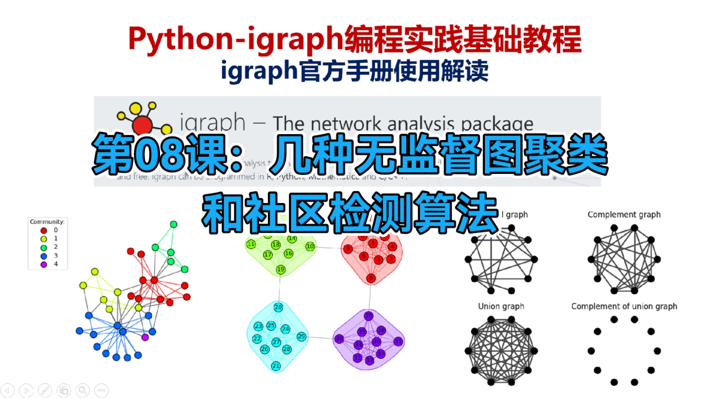 pythonigraph编程实践基础教程第08课:几种无监督图聚类和社区检测算法哔哩哔哩bilibili