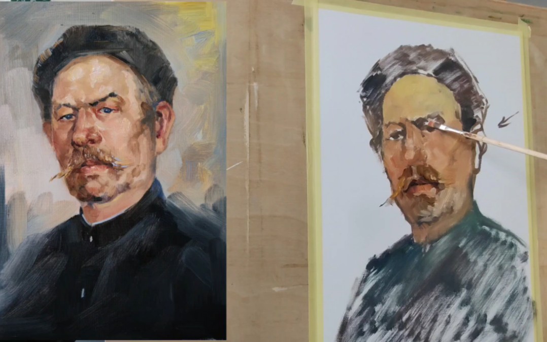 2023.人物油画班(外国黑衣男)示范课