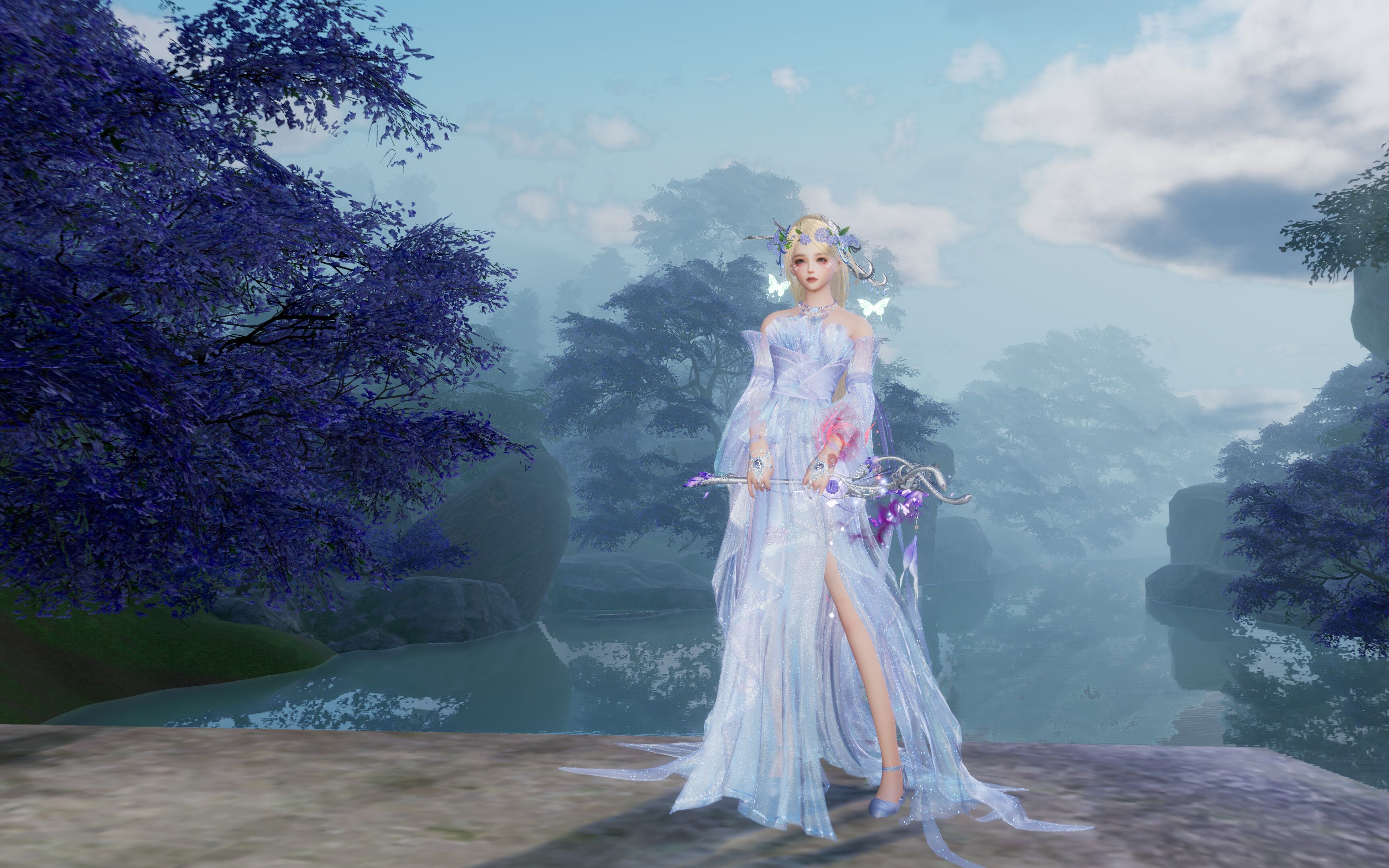 剑网三箜篌踏歌·阆海(蓝水母) 吟沧浪外观特效.