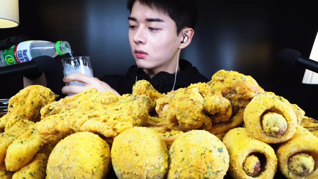 【chansori吃播】香酥炸鸡,糕肠相连,热狗奶酪棒,炸薯条,奶酪球|asmr