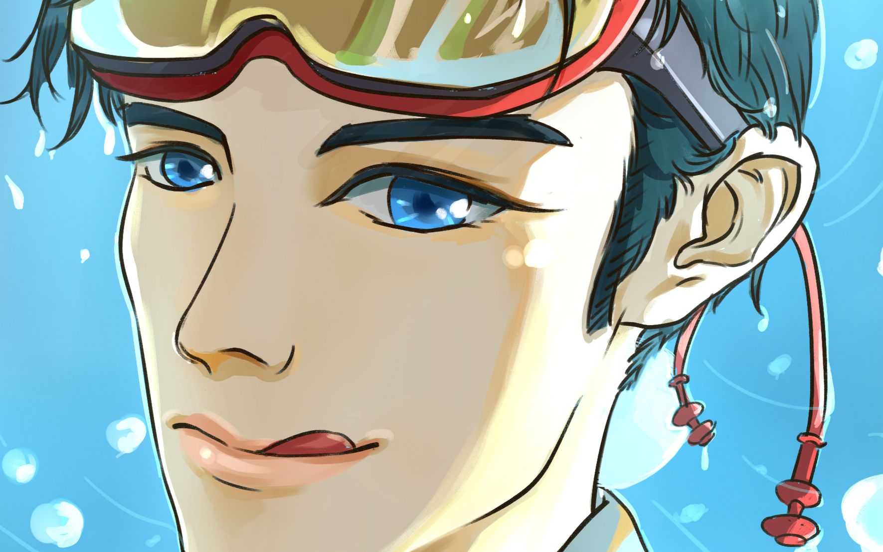 【sai线稿】【彭楚粤】人鱼哥哥线稿过程【甜豆出品】【过程系列01】_