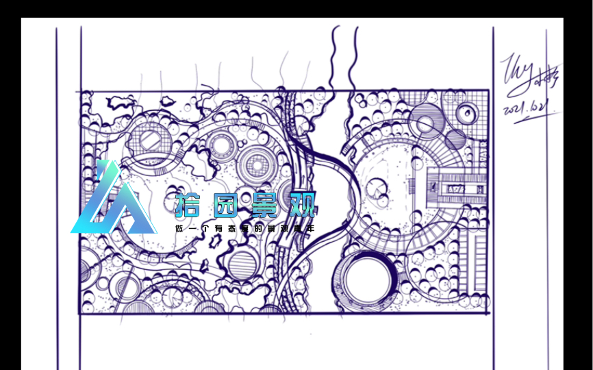 【20】风景园林快题考研南京农业大学2021城市滨水绿地设计.今天只是想试试尽量全圆形构图,所以来了,双十一要到了,为了不剁手,尽量多画图....