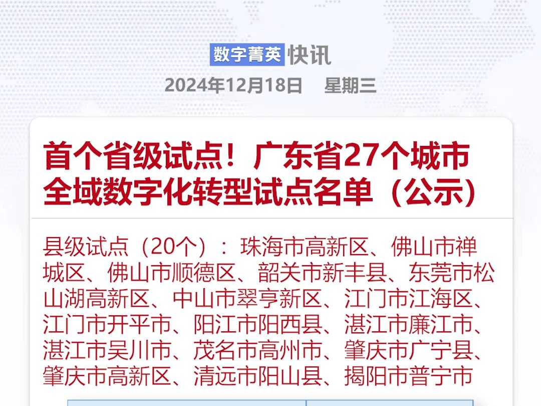 首个省级试点!广东省27个城市全域数字化转型试点名单(公示)哔哩哔哩bilibili