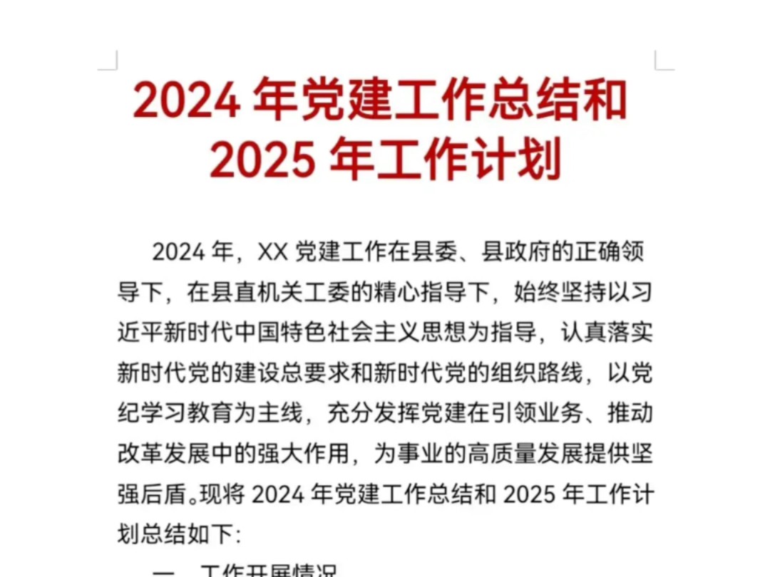 2024年党建工作总结和2025年工作计划哔哩哔哩bilibili