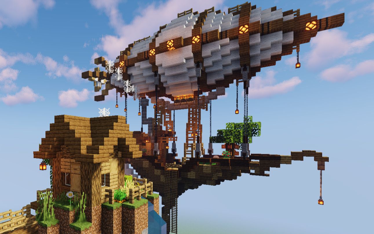 【minecraft】中世纪飞艇(含有内饰)建筑 开启异世界之旅 ep4