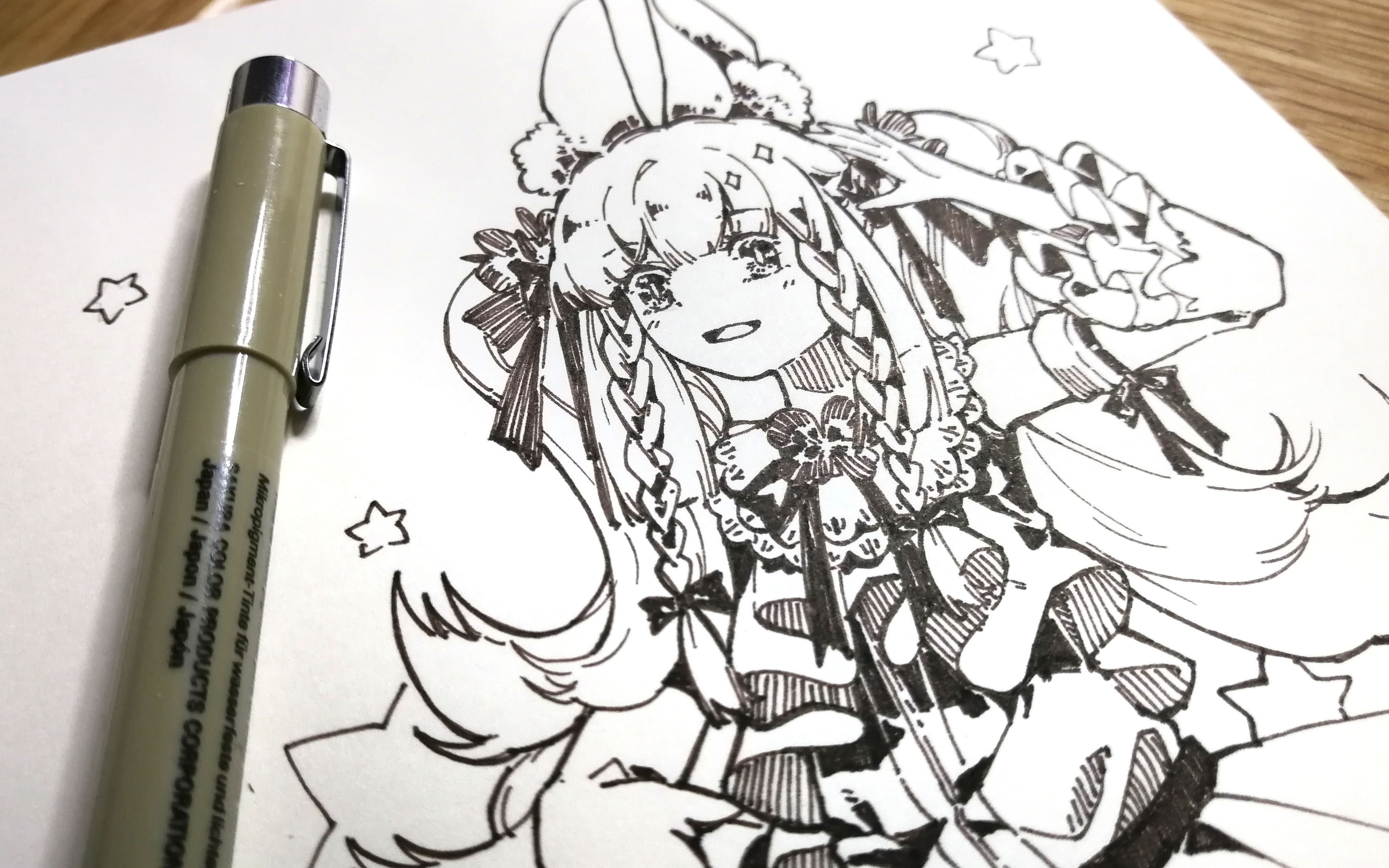 勾线过程水彩画累了来勾线摸摸鱼吧