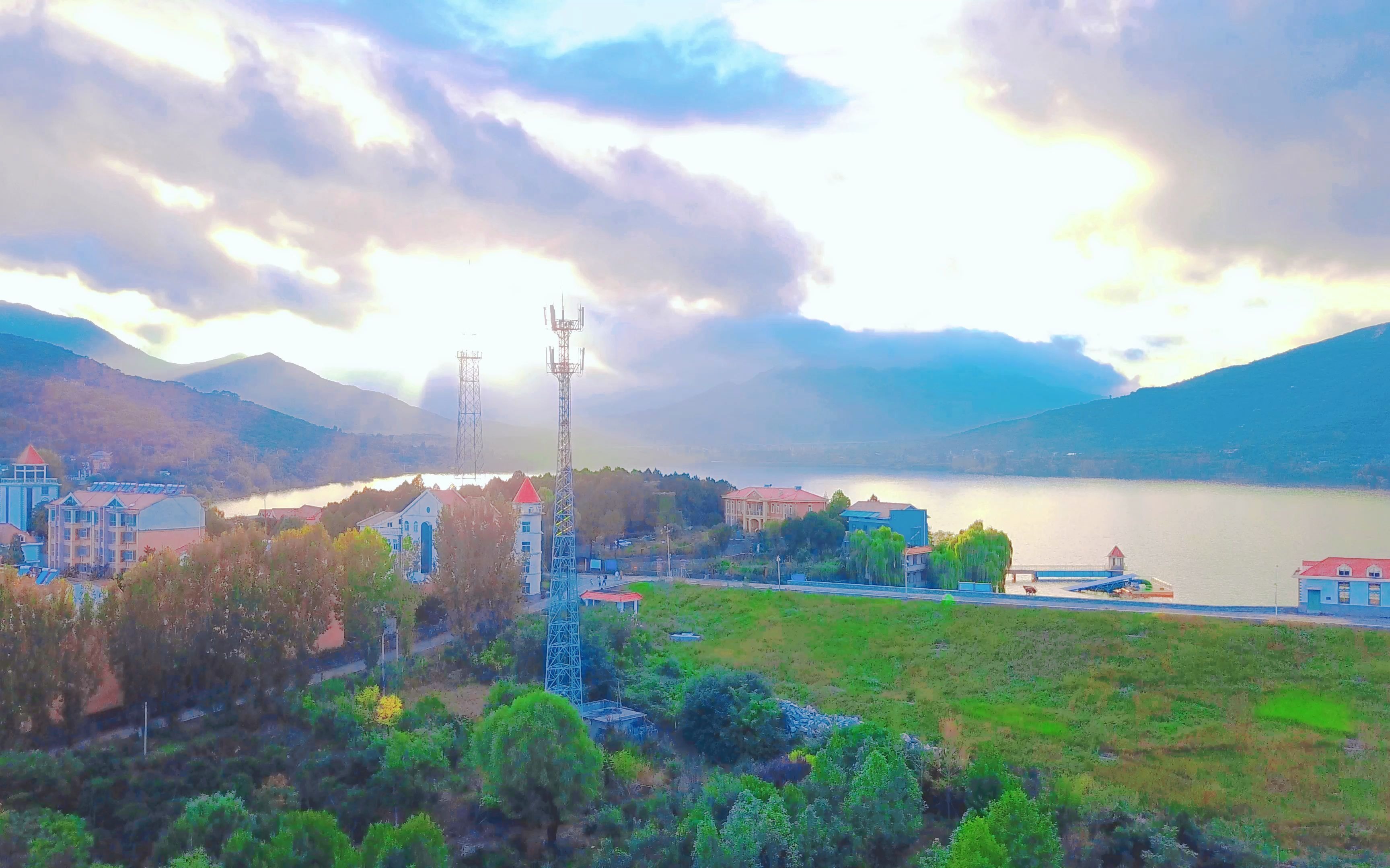 航拍泰安市黄前水库/天龙湖水库-雨后初晴-time2021.9.