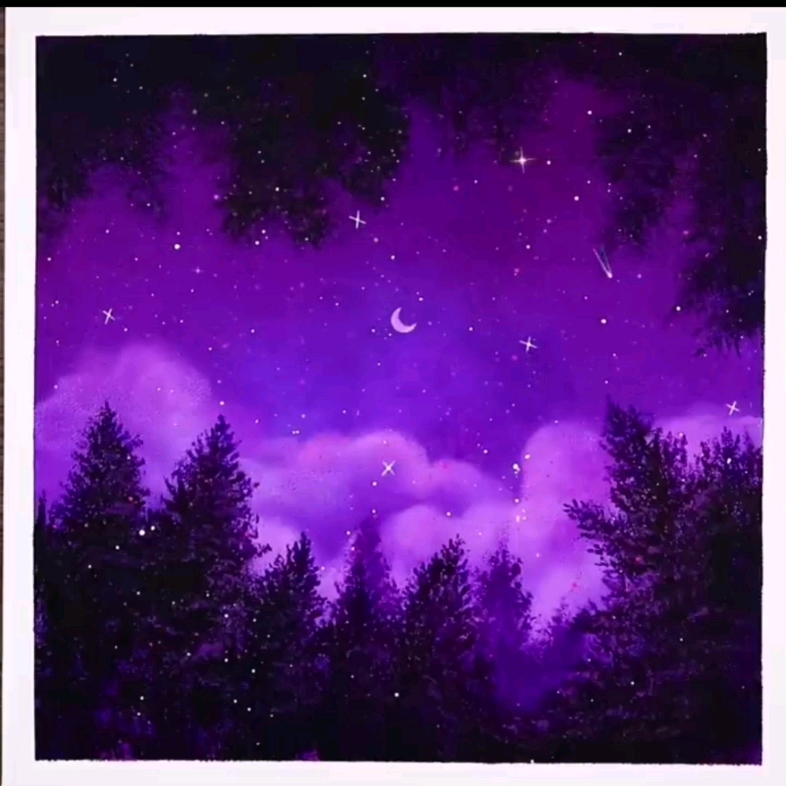 用紫色画一个夜空,超级简单!
