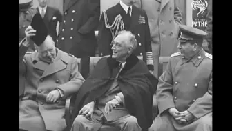1945年三巨头参加雅尔塔会议视频 丘吉尔 罗斯福 斯大林 1945