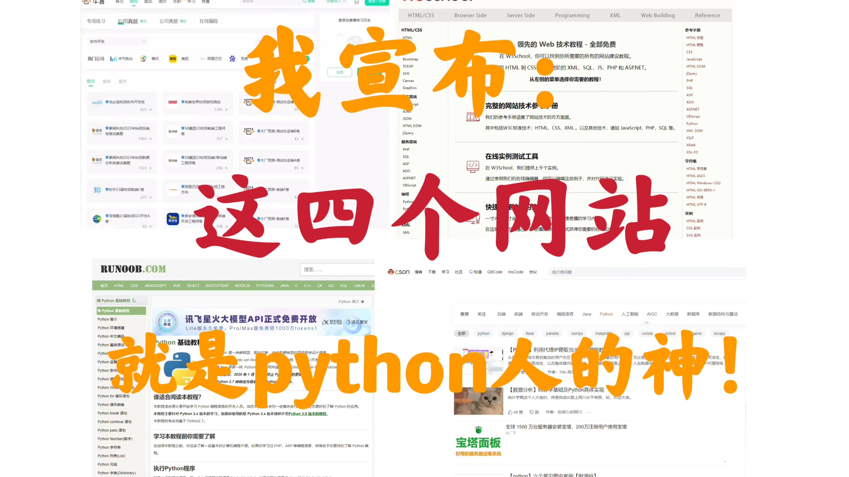 【Python学习】强推这四大Python自学网站!永久告别知识付费!学Python不迷路!新手们都需要都需要!哔哩哔哩bilibili