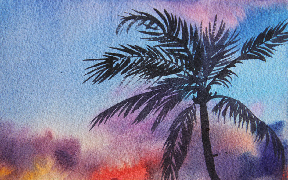 椰子树彩铅图片