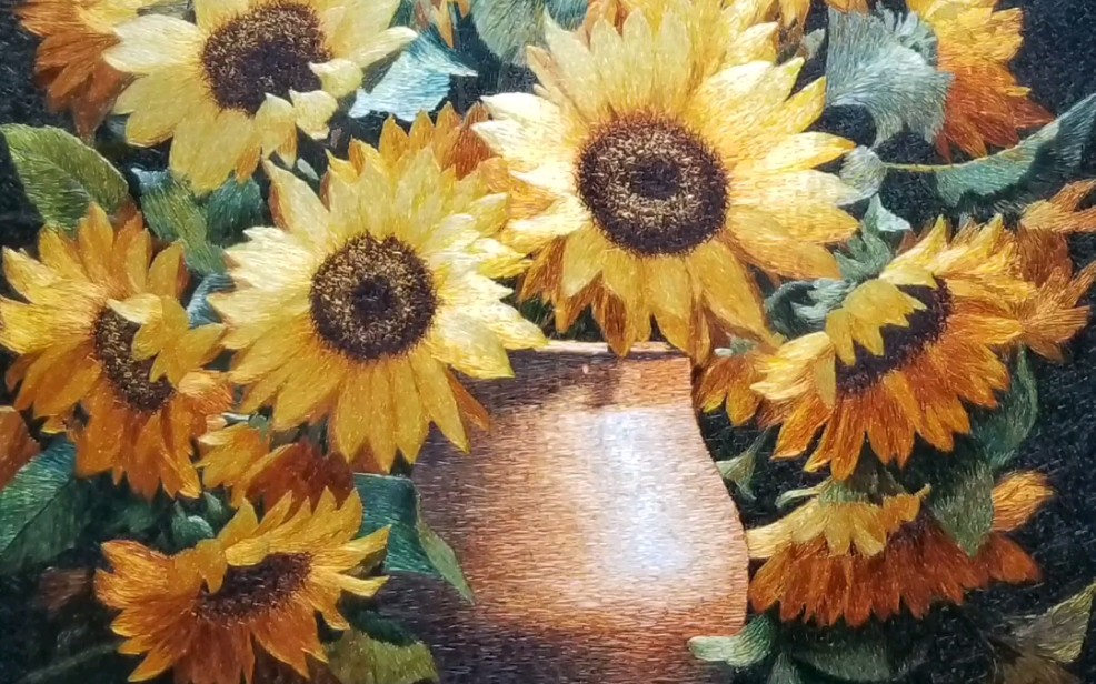 [ 单面绣 ] 苏绣向日葵,整幅满绣精品