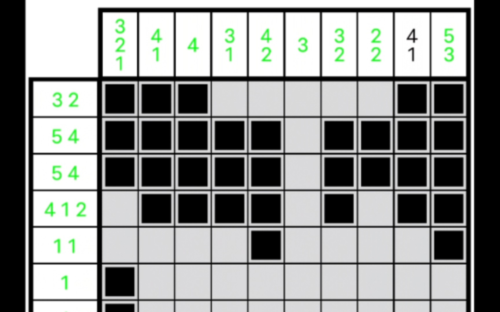 [以数织图nonogram] 10×10(简单-1)
