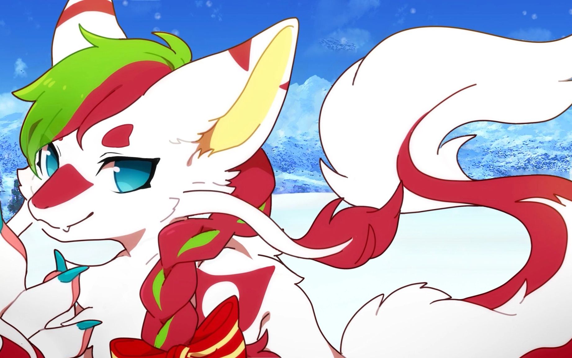 [Furry动态壁纸]雪地上的圣诞龙哔哩哔哩bilibili