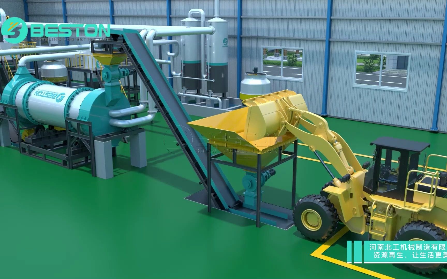 beston环保型木炭机生产线 连续式工艺碳化炉生产3d工艺视频