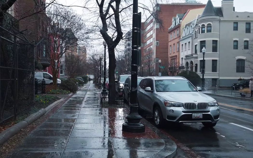 自然音走在华盛顿washingtondc街上的下雨声