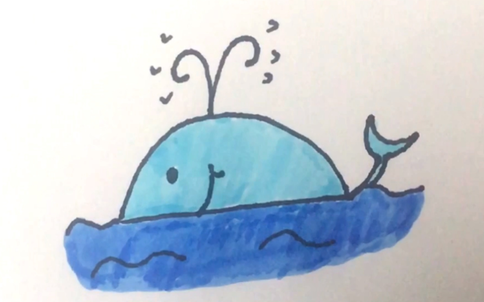 鲸鱼喷出的水花简笔画图片