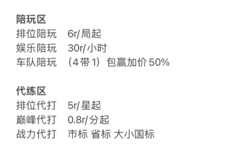 王者荣耀 新赛季 陪玩团 代打工作室 最新价格表