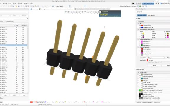 【封装库简介】111. 宁波晨翔Connfly 2.54mm排针排母PCB封装库哔哩哔哩bilibili