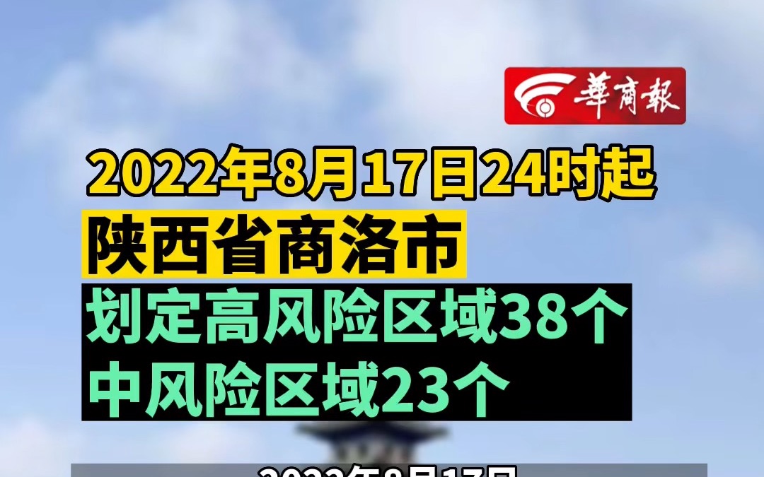 2022年8月17日24时起 陕西省商洛市 划定高风险区域38个 中风险区域23个哔哩哔哩bilibili