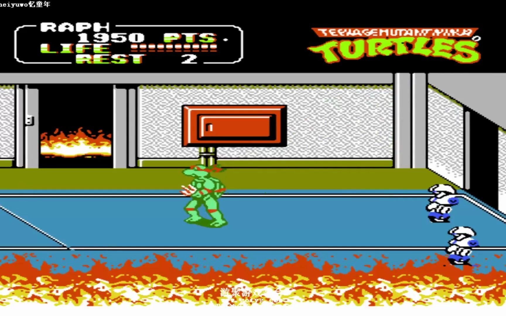 童年必玩fc《忍者神龟1》老四一命速通!超经典救美女打施耐德