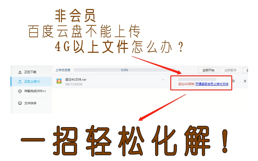 不充会员,百度云网盘怎么上传大于4G的文件?哔哩哔哩bilibili