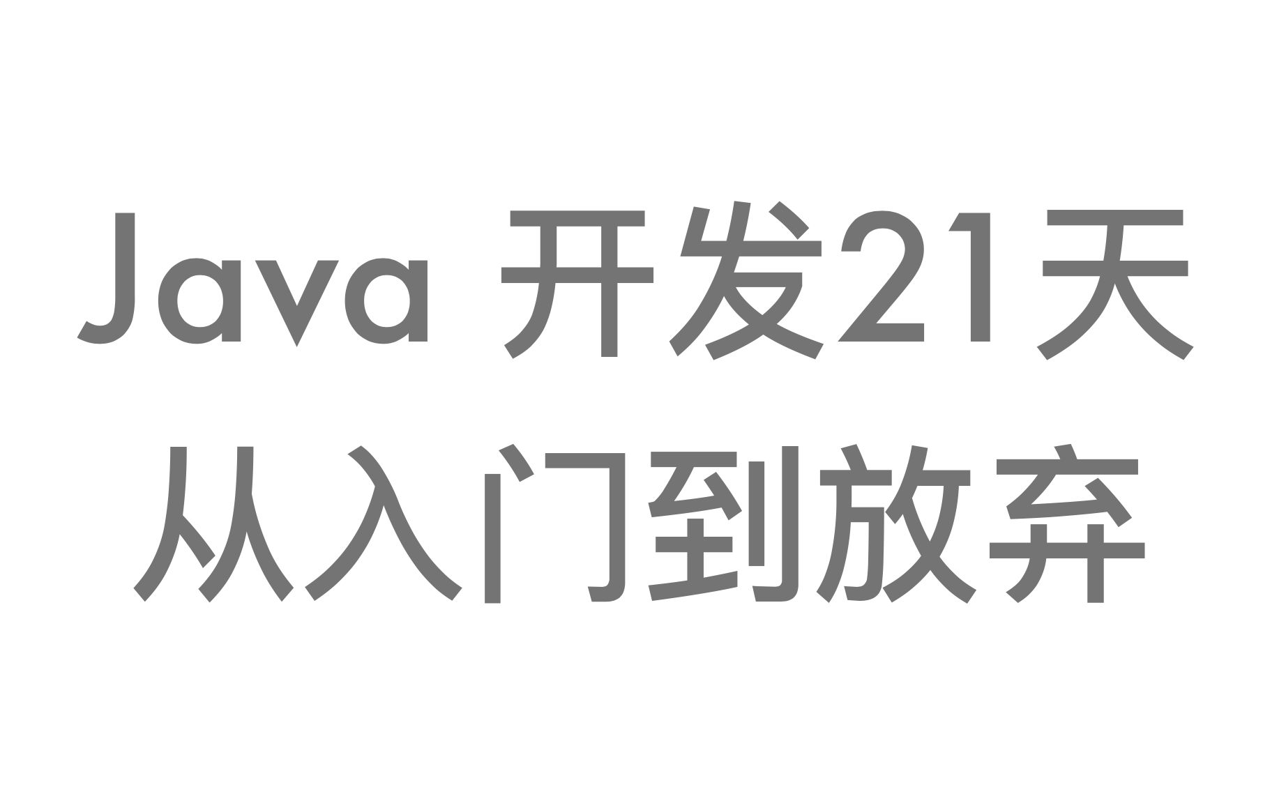 java开发21天从入门到放弃