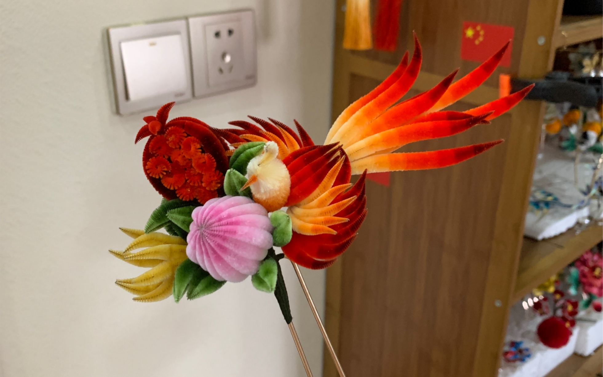 【绒花】故宫 福寿三多绶带鸟 制作小过程