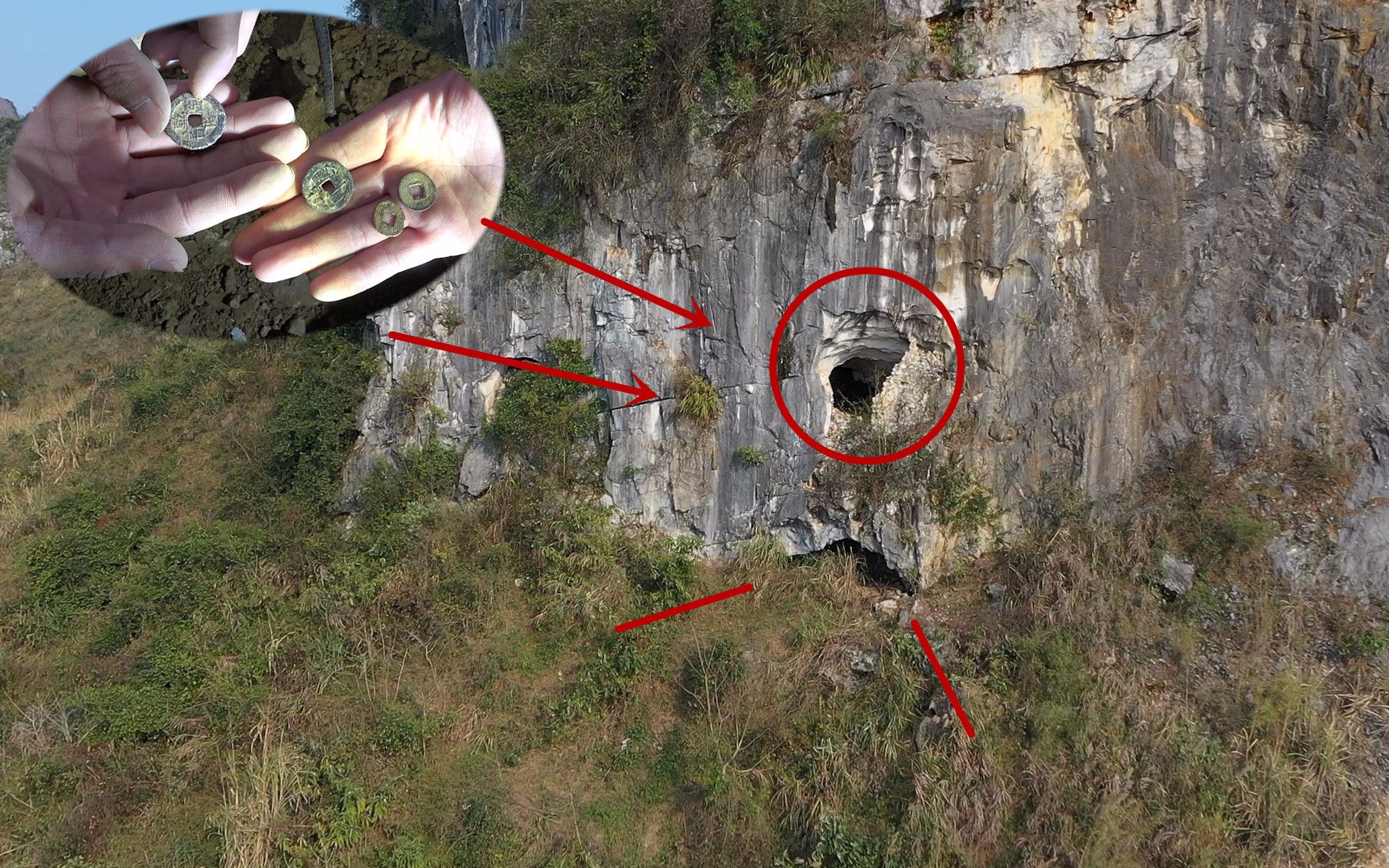 2男1女勇闯土匪山洞探宝意外挖出子弹壳和多枚古币这次赚大了